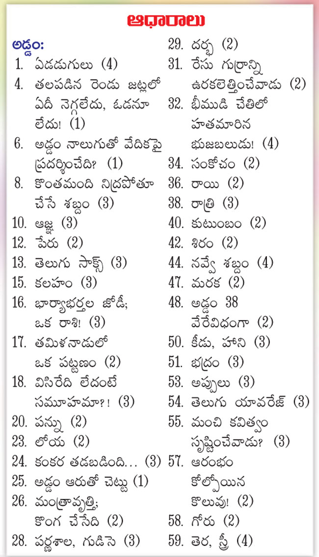 పదవినోదం teluguwordpuzzleandsudokupuzzleineenadusundaymagazine