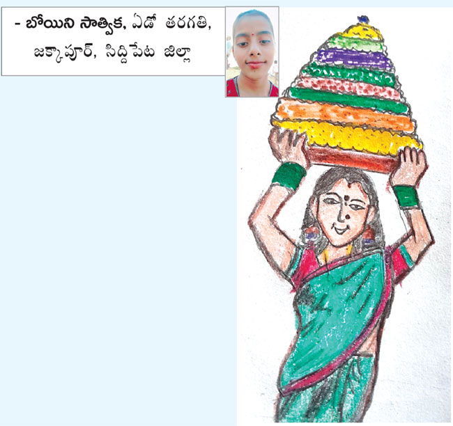 Bathukamma Drawing I For Kids I Festival of Telangana - YouTube