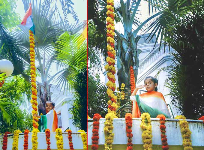 తన మనమరాలు రుద్రి ‘హర్ ఘర్ తిరంగా’లో భాగంగా ఇంటిపై జెండా ఎగురవేసిన ఫొటోను కేంద్ర హోం శాఖ మంత్రి అమిత్ షా ట్విటర్ ఖాతాలో పంచుకున్నారు.