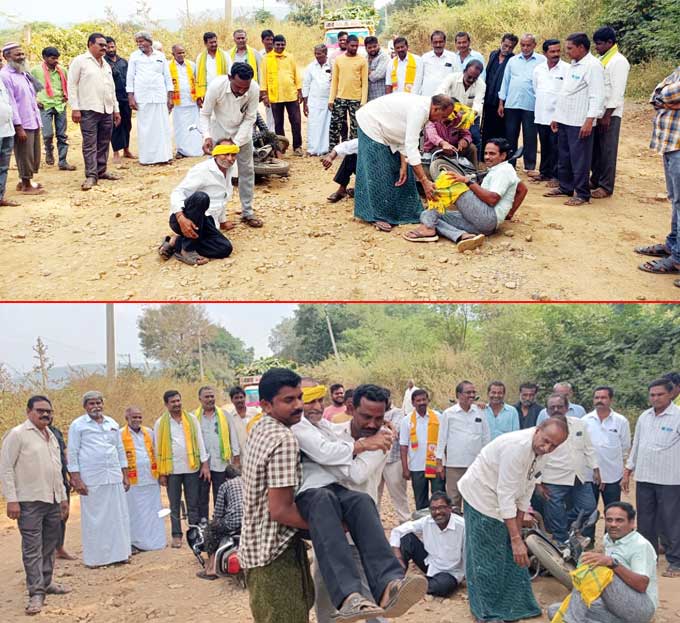 నంద్యాల జిల్లా మహానంది పుణ్యక్షేత్రం నుంచి మండలంలోని మహానంది ఫారం వరకు ఉన్న దారి అధ్వానంగా మారింది. గోతుల కారణంగా ప్రజలు నిత్యం ప్రమాదాల బారిన పడుతున్నారు. దీంతో స్థానిక తెదేపా నాయకులు, కార్యకర్తలు ‘ఇదేం ఖర్మ- మన రాష్ట్రానికి’ కార్యక్రమం చేపట్టి గోతుల దారిపై వినూత్నంగా నిరసన తెలియజేశారు.