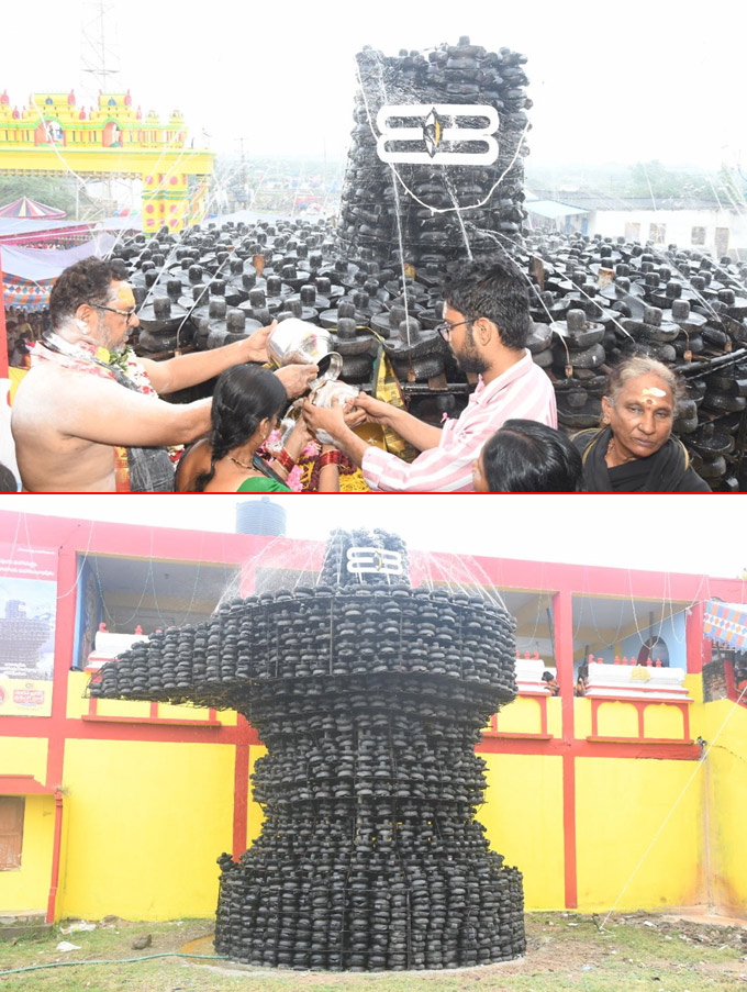 మహా కుంభాభిషేక మహోత్సవంలో భాగంగా కాకినాడ కుంబాభిషేకం చేపల రేవు వద్ద ఉన్న శ్రీ ఆది కుంభేశ్వరస్వామి ఆలయంలో చిన్న చిన్న శివలింగాలతో మహా శివలింగాన్ని ఏర్పాటు చేశారు.