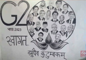 G20 Summit: బొగ్గుతో దేశాధినేతల చిత్రాలు